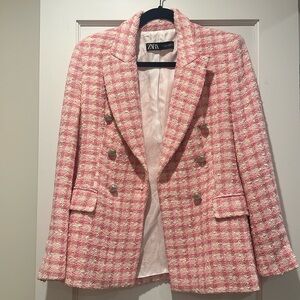 Zara pink tweed blazer
